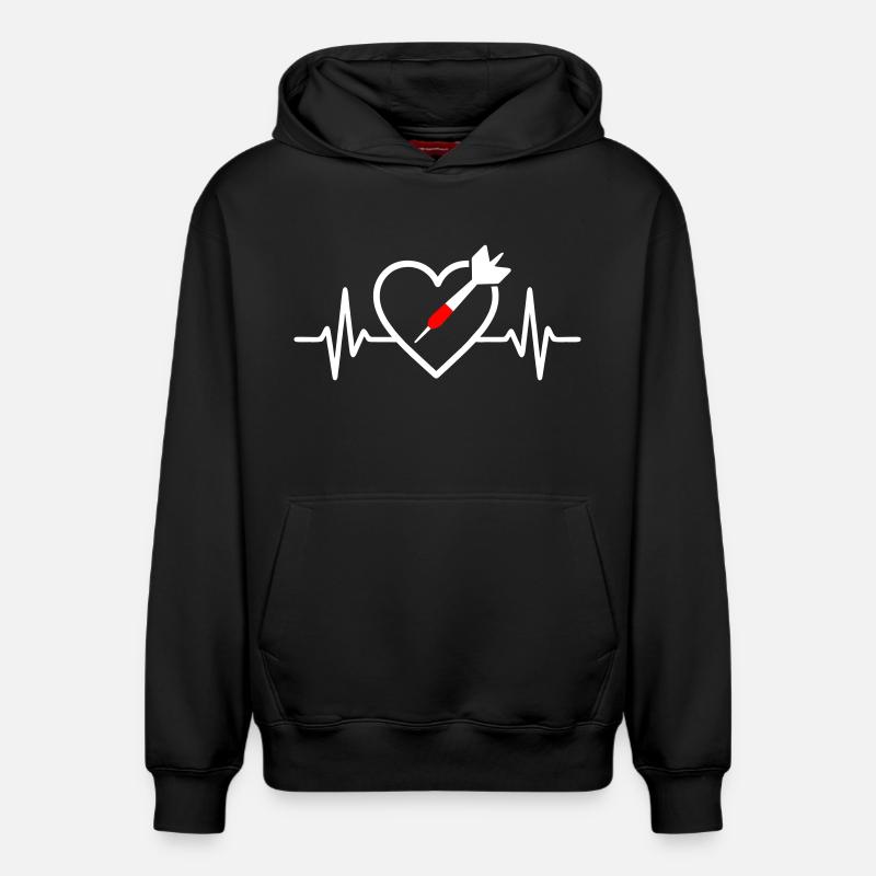 Cœur Fléchettes – Passion Précision - Sweat à capuche unisexe décontracté en coton biologique – de SPREAD - noir