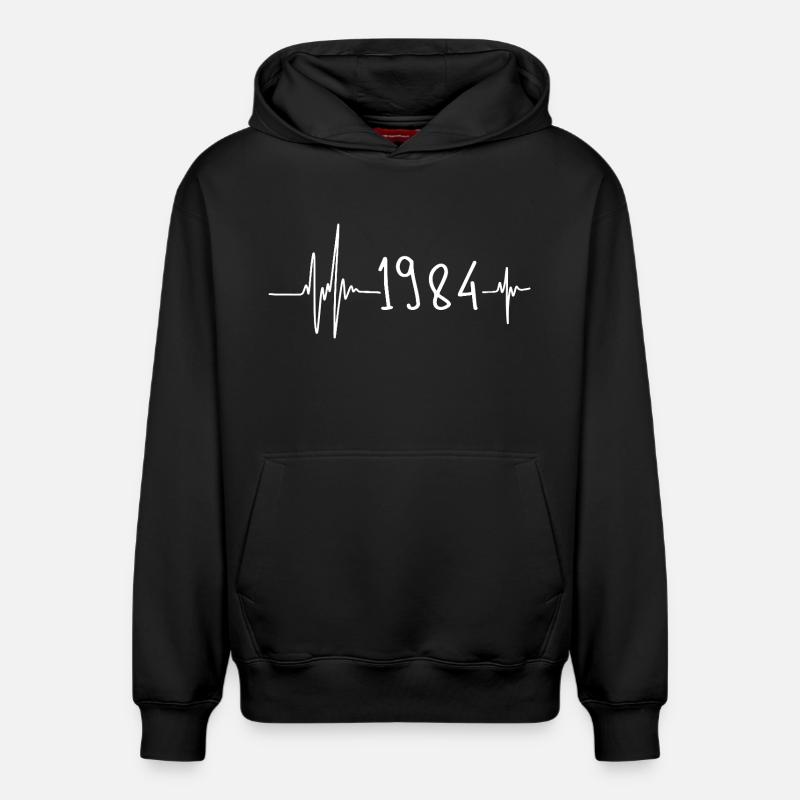 1984 - Sweat à capuche unisexe décontracté en coton biologique – de SPREAD - noir