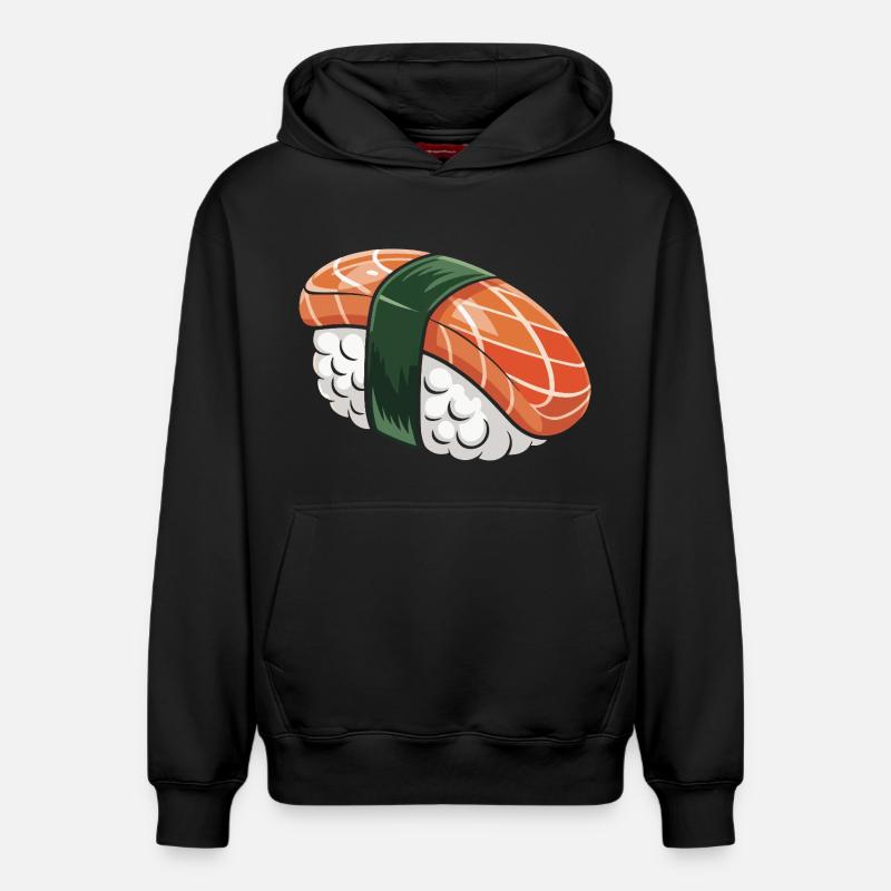 Sushi nigiri avec ruban vert - Sweat à capuche unisexe décontracté en coton biologique – de SPREAD - noir