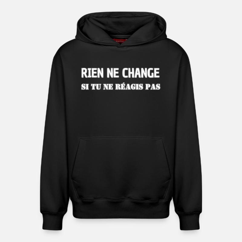Nothing changes if you don't react - Relaxed Unisex Organic Hoodie – by SPREAD - black