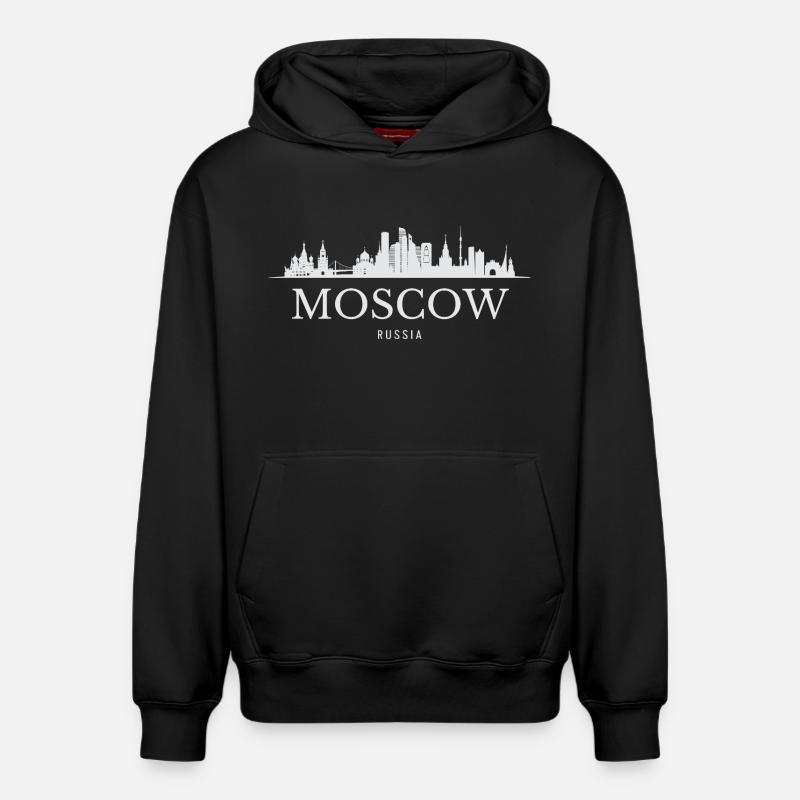 Silhouette de Moscou, Moscou Russie - Sweat à capuche unisexe décontracté en coton biologique – de SPREAD - noir