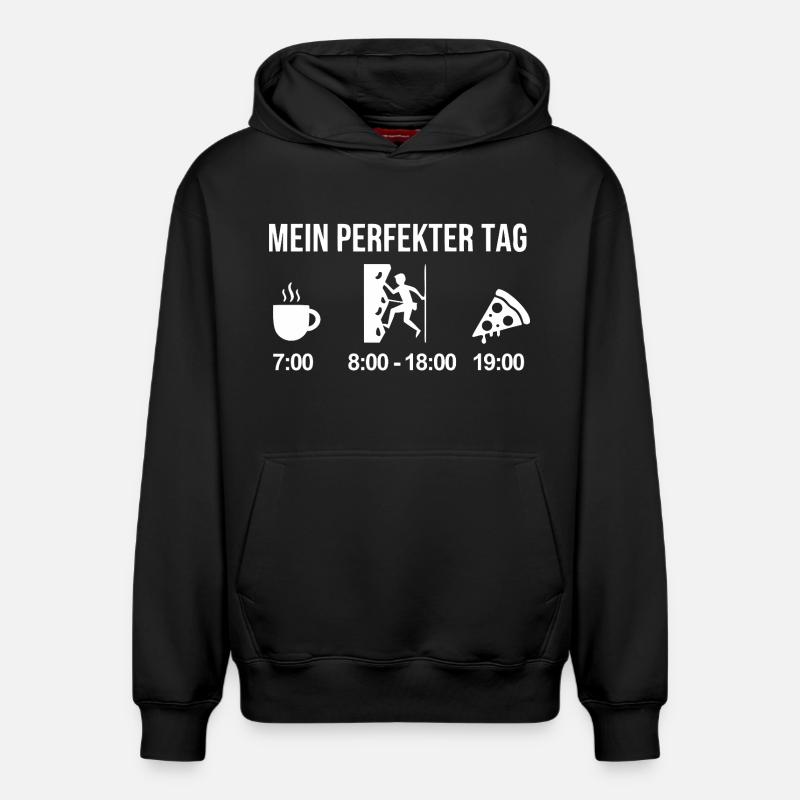 Escalade, bloc, Pizza Coffee - Sweat à capuche unisexe décontracté en coton biologique – de SPREAD - noir