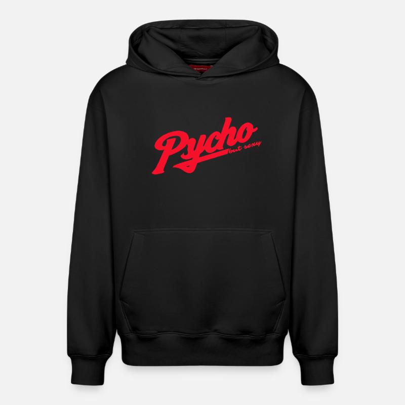 Psycho Retro Script Logo - Sweat à capuche unisexe décontracté en coton biologique – de SPREAD - noir
