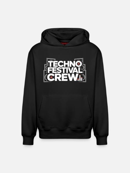 Techno Festival Crew – Techo Party Outfit - Relaxed Unisex Organic Hoodie – by SPREAD - black