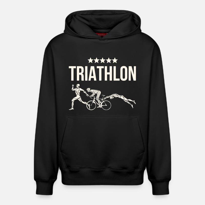 Triathlon - Sweat à capuche unisexe décontracté en coton biologique – de SPREAD - noir