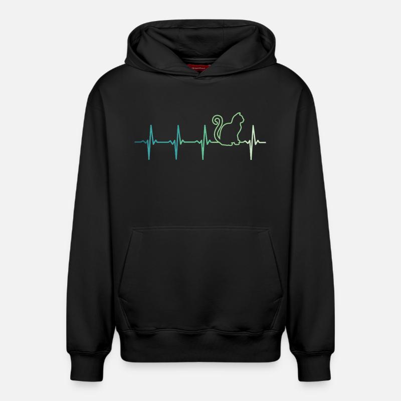 chat battement de coeur chats - Sweat à capuche unisexe décontracté en coton biologique – de SPREAD - noir