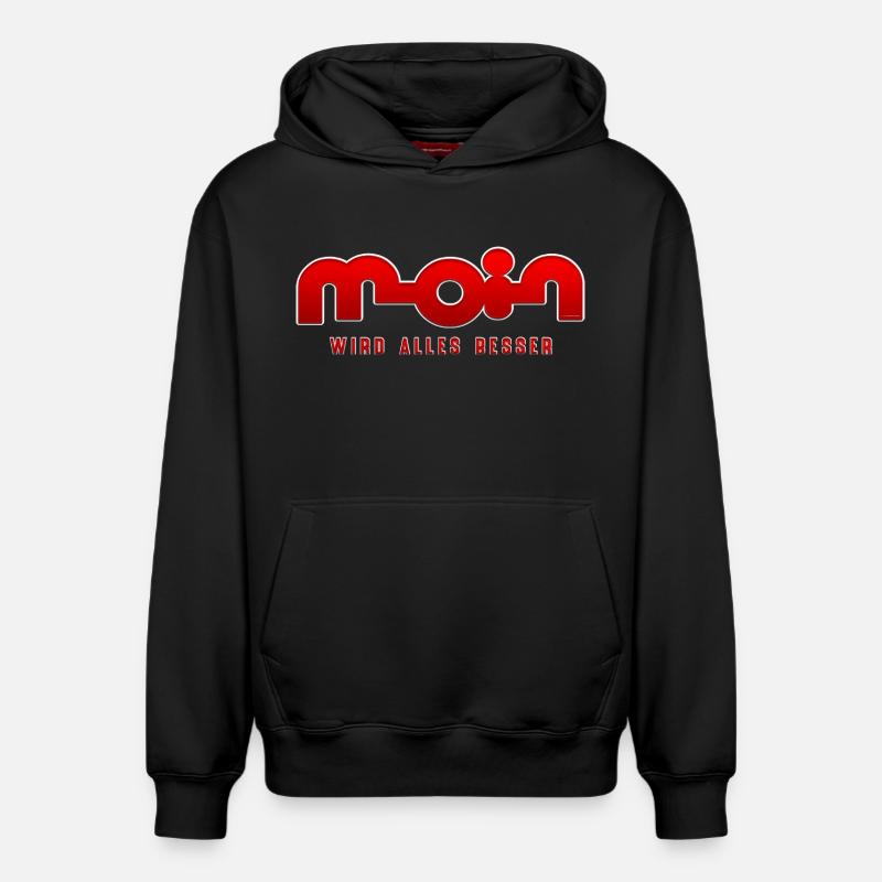 Moin, tout s’améliore - Sweat à capuche unisexe décontracté en coton biologique – de SPREAD - noir