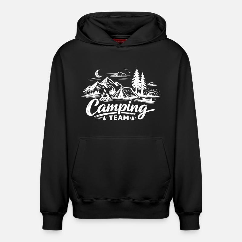 Tente d’équipe de camping - Sweat à capuche unisexe décontracté en coton biologique – de SPREAD - noir