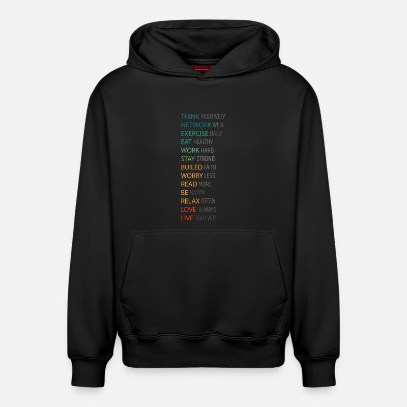 PENSEZ POSITIF - Sweat à capuche unisexe décontracté en coton biologique – de SPREAD - noir