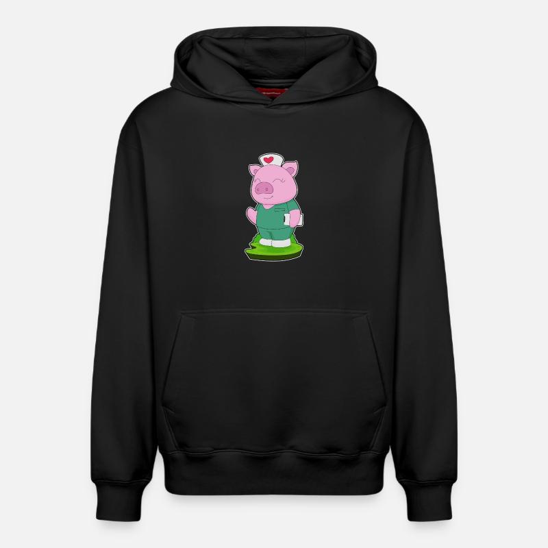 Bloc-notes d’infirmière porcine - Sweat à capuche unisexe décontracté en coton biologique – de SPREAD - noir