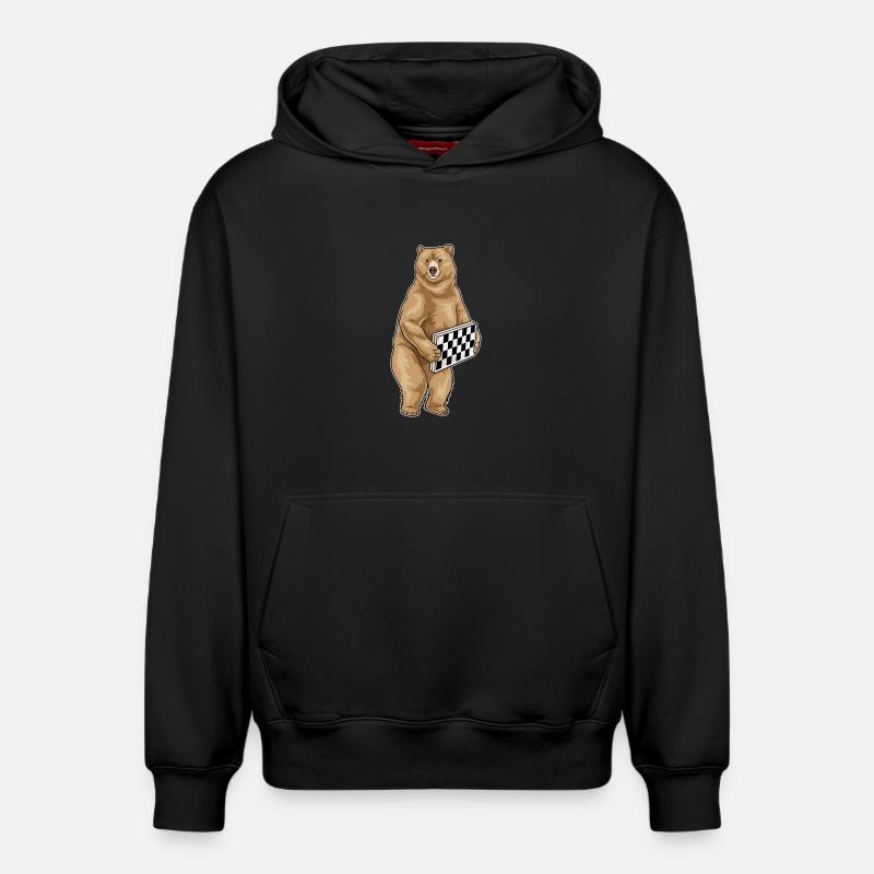 Ours Échiquier Echecs - Sweat à capuche unisexe décontracté en coton biologique – de SPREAD - noir