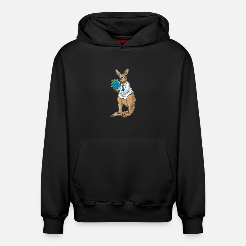 Kangaroo Story Teacher Globe - Sweat à capuche unisexe décontracté en coton biologique – de SPREAD - noir