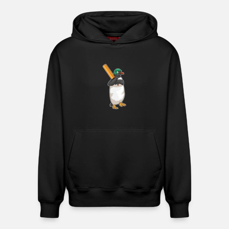 Penguin Cricket Cricket Bat - Sweat à capuche unisexe décontracté en coton biologique – de SPREAD - noir