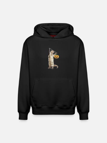 Otter Halloween Fishing - Relaxed Unisex Organic Hoodie – by SPREAD - black