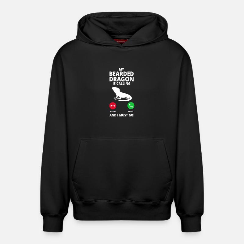 Appel du dragon barbu - Sweat à capuche unisexe décontracté en coton biologique – de SPREAD - noir