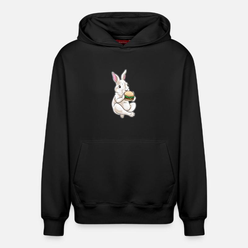 Hamburger lapin - Sweat à capuche unisexe décontracté en coton biologique – de SPREAD - noir