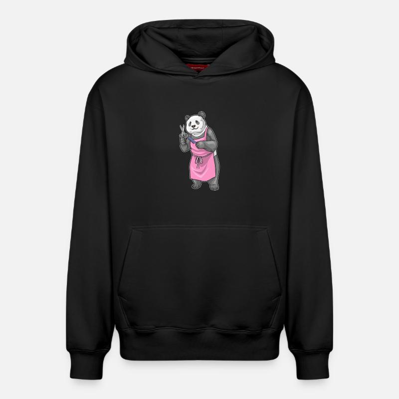 Panda Coiffe Ciseaux Peigne - Sweat à capuche unisexe décontracté en coton biologique – de SPREAD - noir