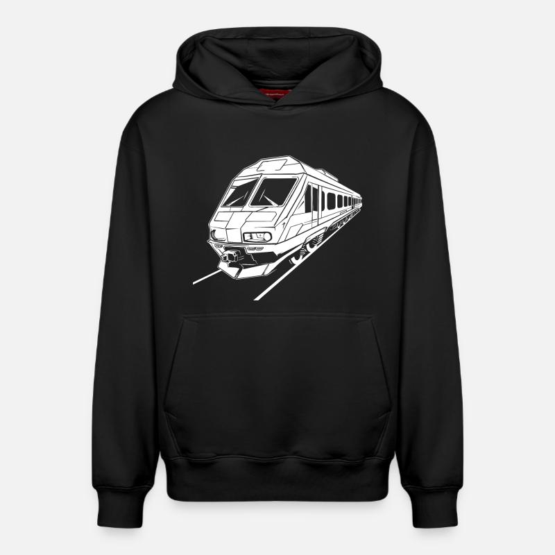 Dessin de train - Sweat à capuche unisexe décontracté en coton biologique – de SPREAD - noir