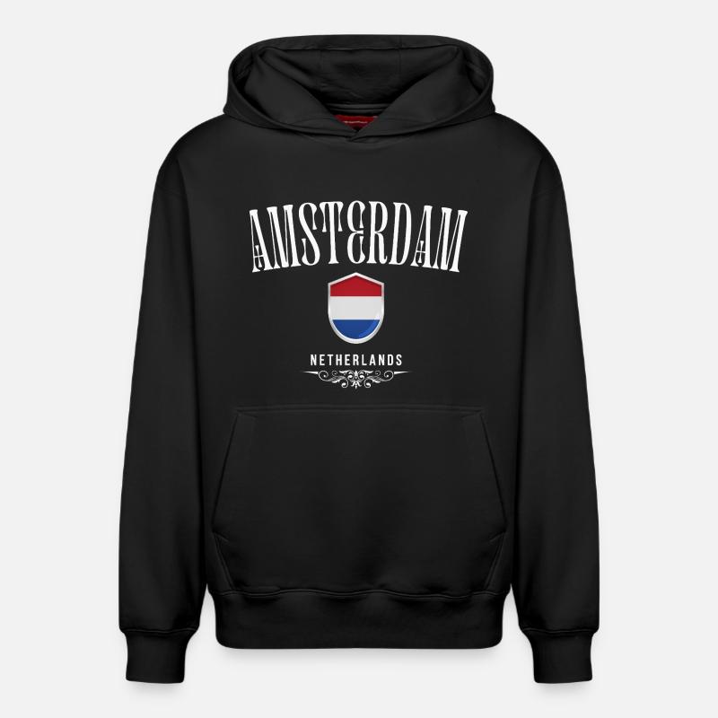 Amo Amsterdam, Amsterdam Pays-Bas - Sweat à capuche unisexe décontracté en coton biologique – de SPREAD - noir