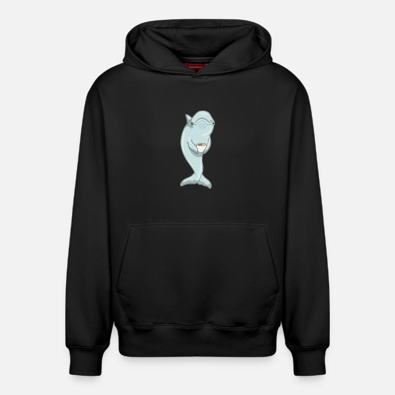 Café Dolphin - Sweat à capuche unisexe décontracté en coton biologique – de SPREAD - noir