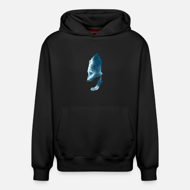Loup - Sweat à capuche unisexe décontracté en coton biologique – de SPREAD - noir
