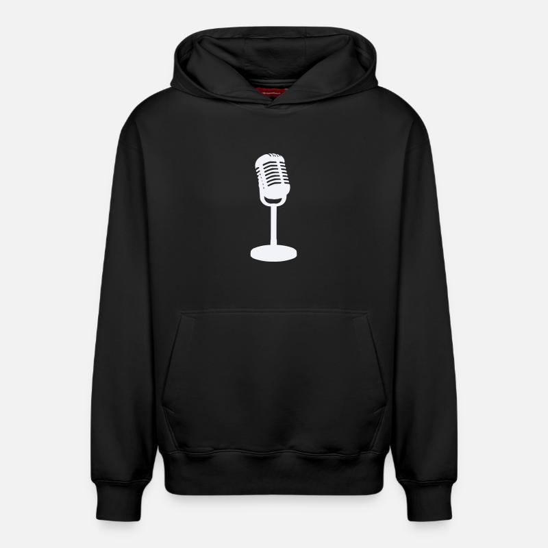 Mikrofon - Relaxed Unisex Organic Hoodie – von SPREAD - Schwarz