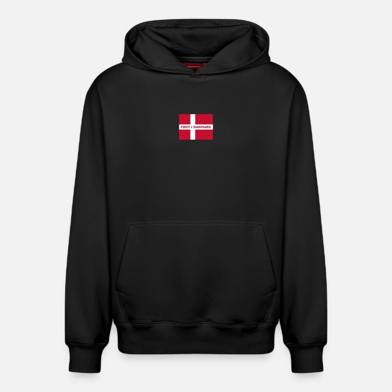 Drapeau danois – Né au Danemark - Sweat à capuche unisexe décontracté en coton biologique – de SPREAD - noir