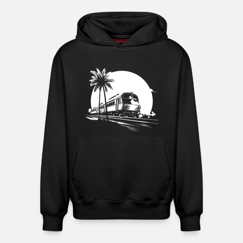 Graphismes de train - Sweat à capuche unisexe décontracté en coton biologique – de SPREAD - noir