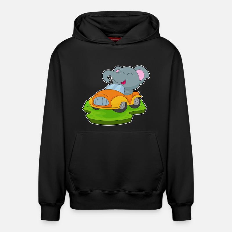 Voiture d’éléphant - Sweat à capuche unisexe décontracté en coton biologique – de SPREAD - noir