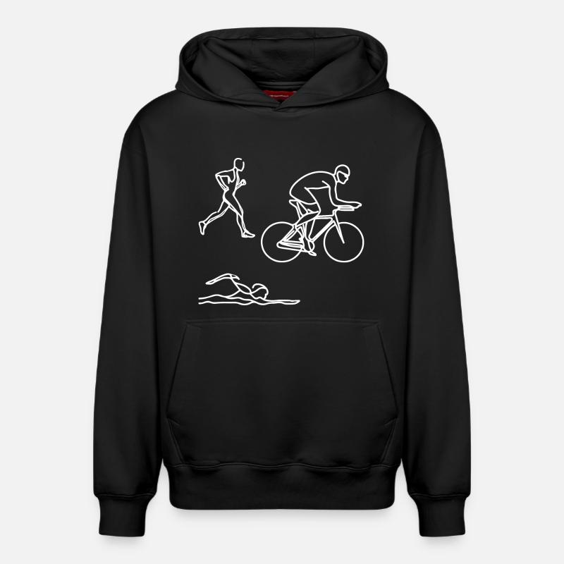 Dessin de triathlon - Sweat à capuche unisexe décontracté en coton biologique – de SPREAD - noir