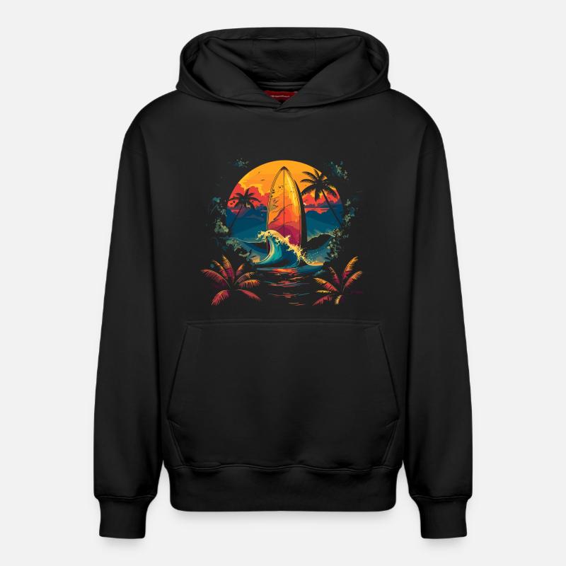 Surf - Sweat à capuche unisexe décontracté en coton biologique – de SPREAD - noir