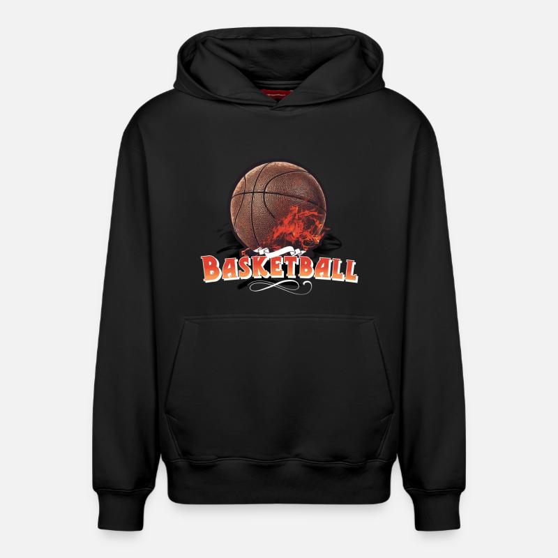 basket-ball - Sweat à capuche unisexe décontracté en coton biologique – de SPREAD - noir