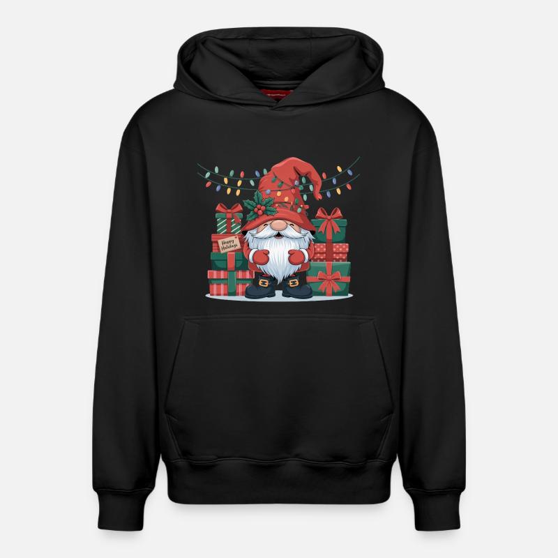 Gnome de Noël Gnome - Sweat à capuche unisexe décontracté en coton biologique – de SPREAD - noir
