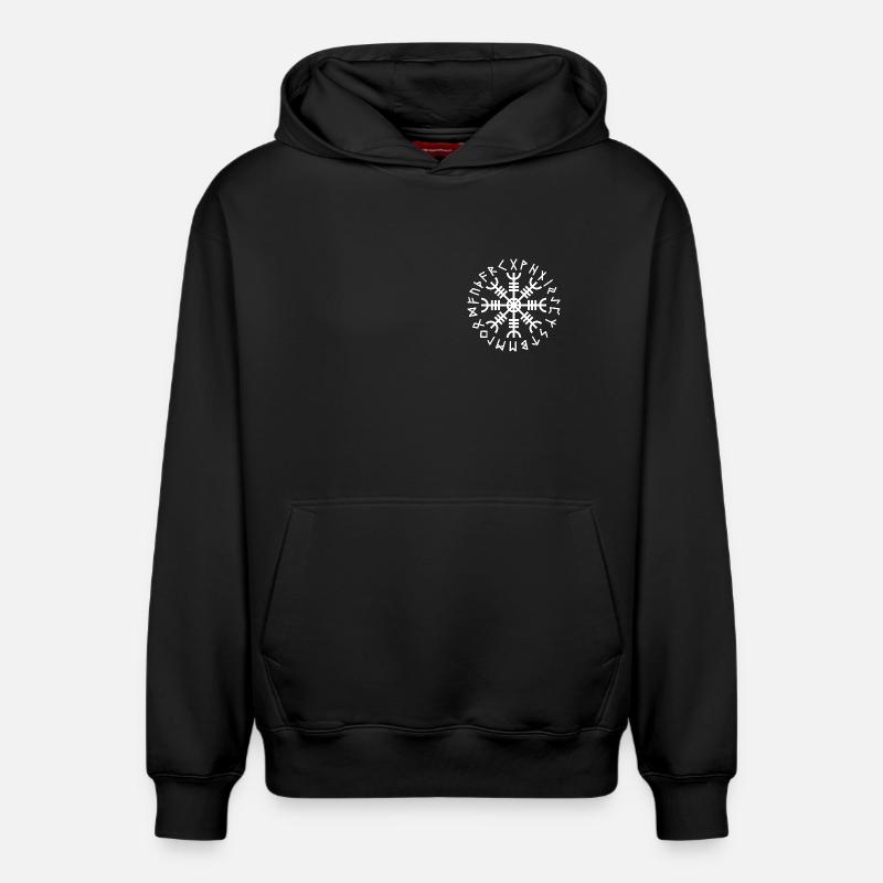 Runes blanches d’Aegishjalmur - Sweat à capuche unisexe décontracté en coton biologique – de SPREAD - noir