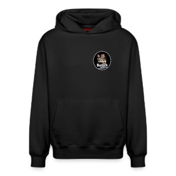 Barsch mit Ohren Cartoon - Relaxed Unisex Organic Hoodie – von SPREAD - Schwarz - Vorne - AI Model Female 172 light (172cm) & AI Model Male 178 dark (178cm)