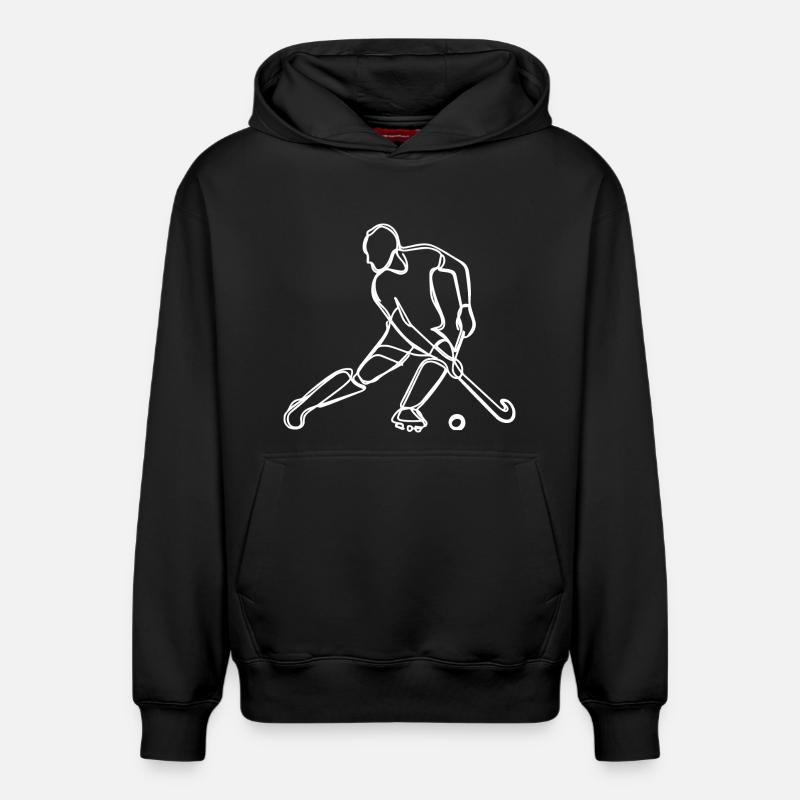 Dessin de hockey sur gazon - Sweat à capuche unisexe décontracté en coton biologique – de SPREAD - noir