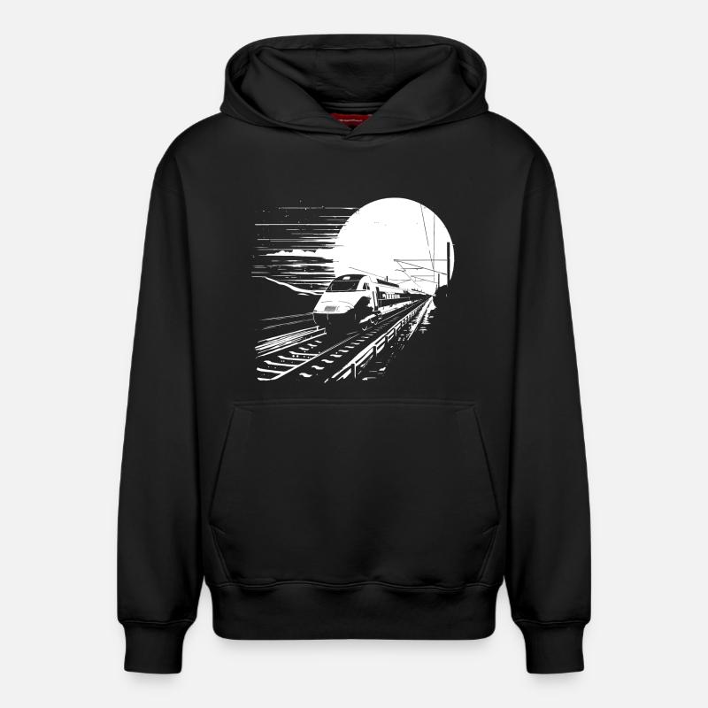 Graphique ferroviaire - Sweat à capuche unisexe décontracté en coton biologique – de SPREAD - noir