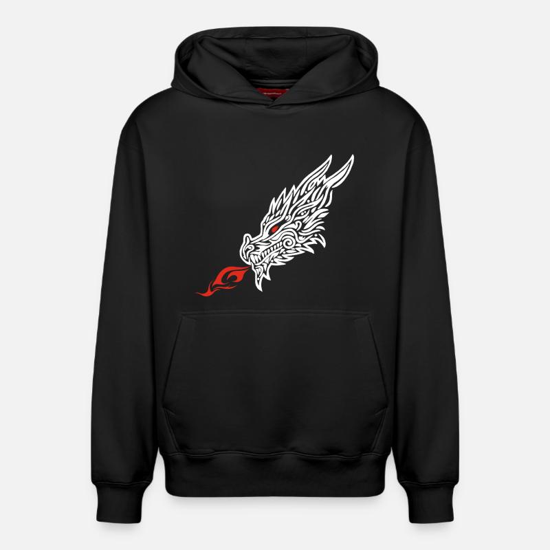 Le souffle du dragon - Sweat à capuche unisexe décontracté en coton biologique – de SPREAD - noir