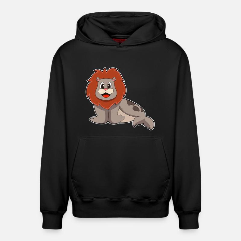Lion de phoque - Sweat à capuche unisexe décontracté en coton biologique – de SPREAD - noir