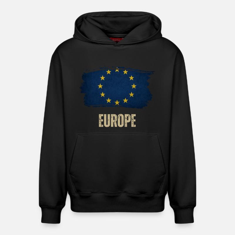 Drapeau grunge de l’Europe, j’aime l’Europe - Sweat à capuche unisexe décontracté en coton biologique – de SPREAD - noir