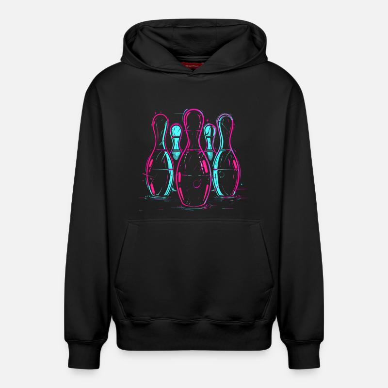 Bowling rétro Synthwave - Sweat à capuche unisexe décontracté en coton biologique – de SPREAD - noir