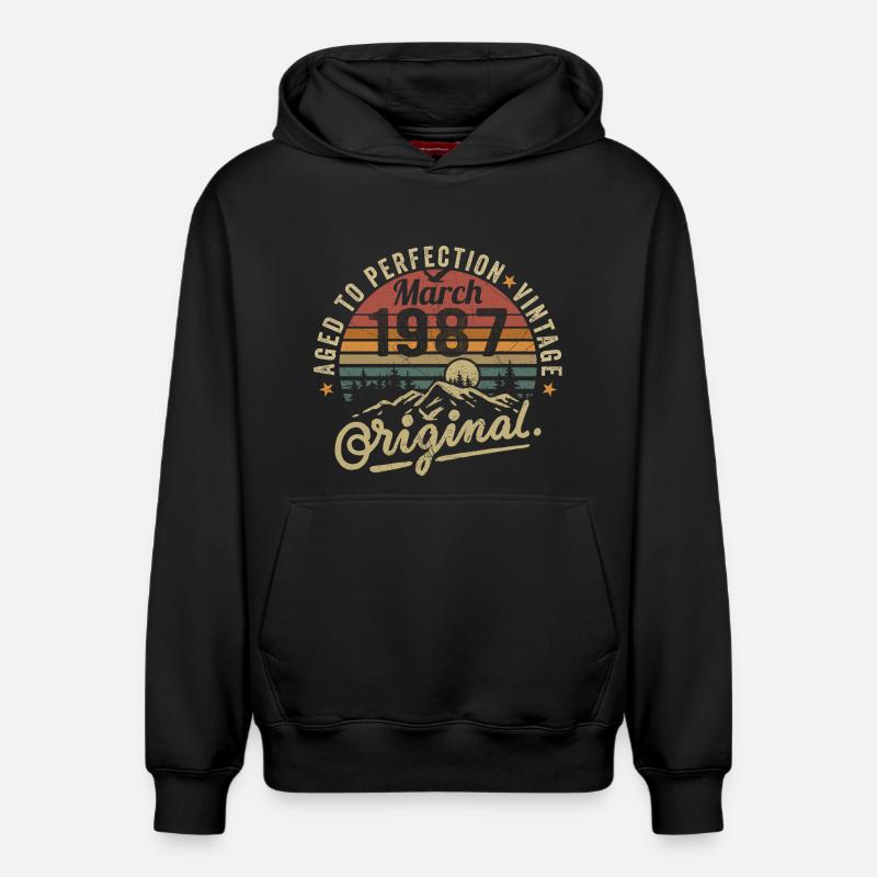 Mars 1987 - Sweat à capuche unisexe décontracté en coton biologique – de SPREAD - noir