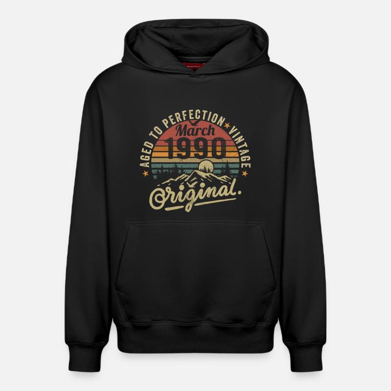 Mars 1990 - Sweat à capuche unisexe décontracté en coton biologique – de SPREAD - noir
