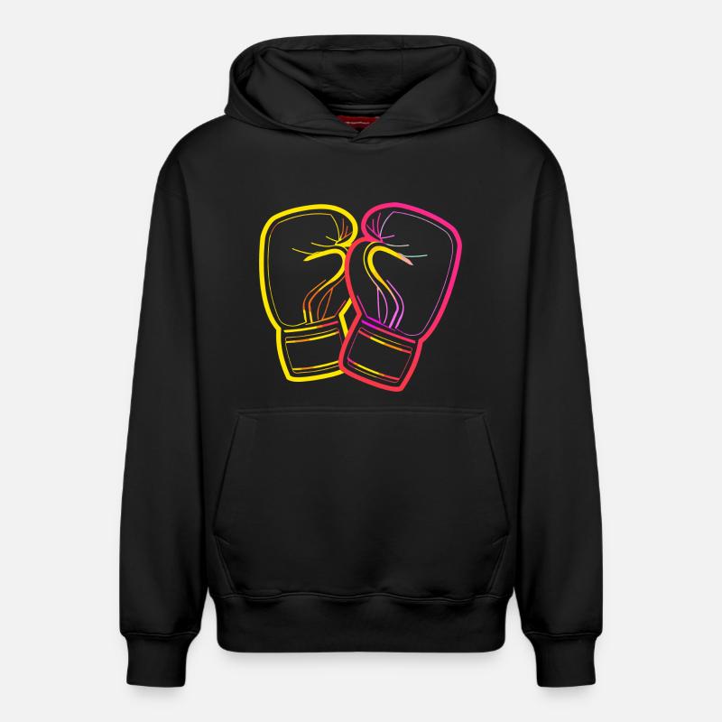 Dessin de gants de boxe - Sweat à capuche unisexe décontracté en coton biologique – de SPREAD - noir