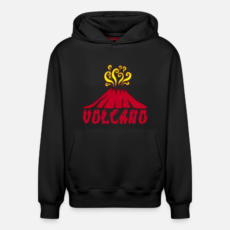 Volcan en éruption - Sweat à capuche unisexe décontracté en coton biologique – de SPREAD - noir
