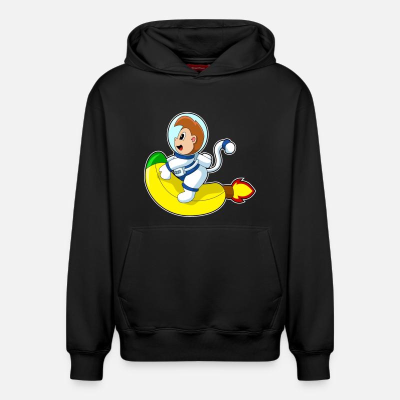 Monkey Banana Astronaute - Sweat à capuche unisexe décontracté en coton biologique – de SPREAD - noir