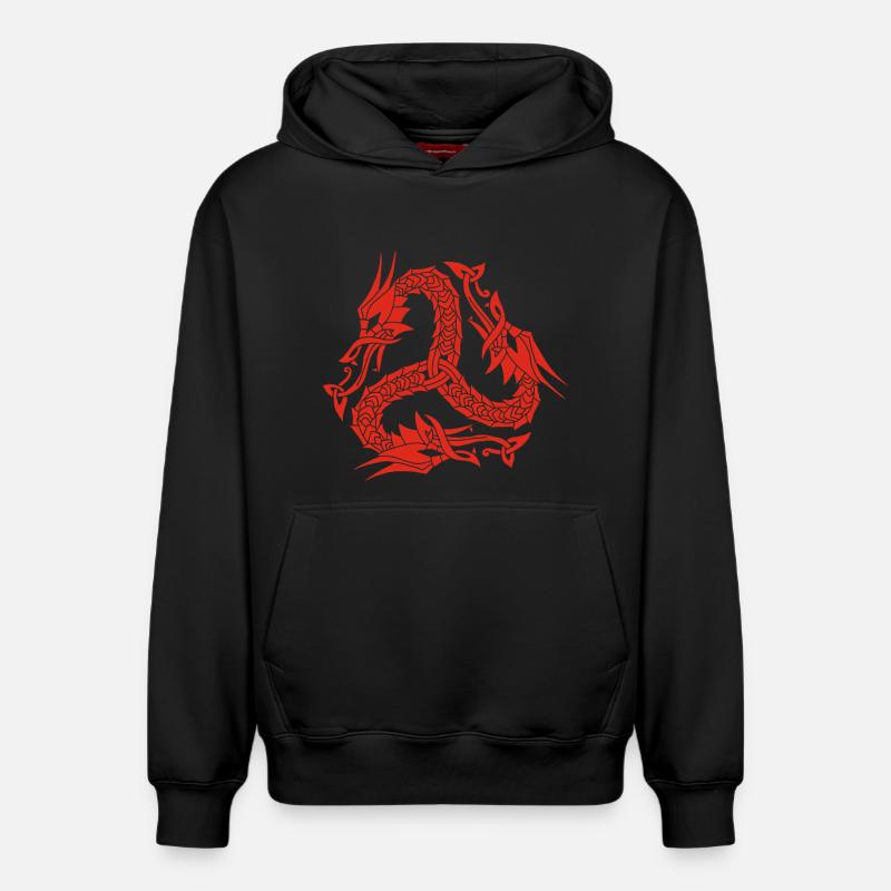 Hydre rouge celte - Sweat à capuche unisexe décontracté en coton biologique – de SPREAD - noir