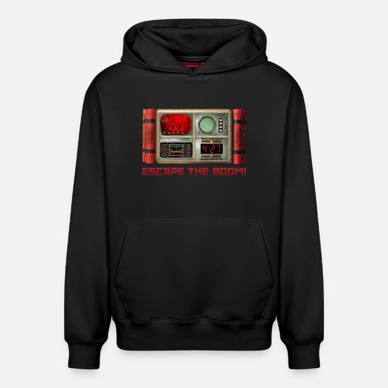 Échappez au BOOM ! - Sweat à capuche unisexe décontracté en coton biologique – de SPREAD - noir