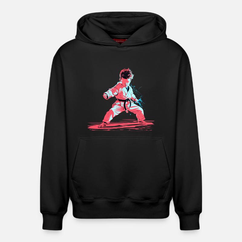 Karate Junge Synthwave - Relaxed Unisex Organic Hoodie – von SPREAD - Schwarz