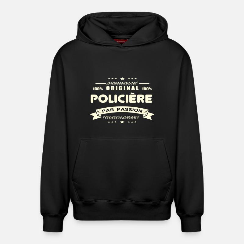 Policière Original - Sweat à capuche unisexe décontracté en coton biologique – de SPREAD - noir